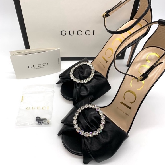 GUCCI Black Nappa Charlotte Lambskin Sandals, Black Size 40 with Box - Picture 5 of 17
